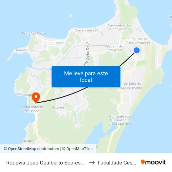 Rodovia João Gualberto Soares, 260 to Faculdade Cesusc map