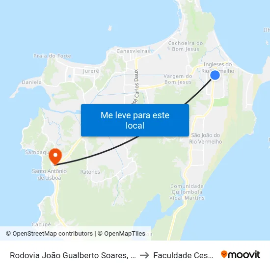 Rodovia João Gualberto Soares, 578 to Faculdade Cesusc map