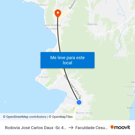 Rodovia José Carlos Daux -Sc 401 to Faculdade Cesusc map