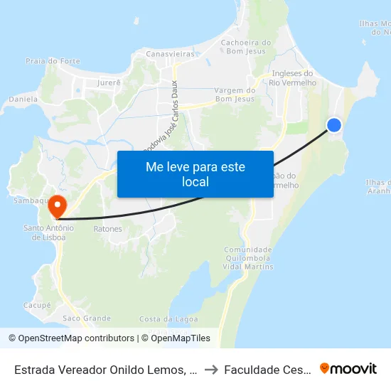 Estrada Vereador Onildo Lemos, 1999 to Faculdade Cesusc map