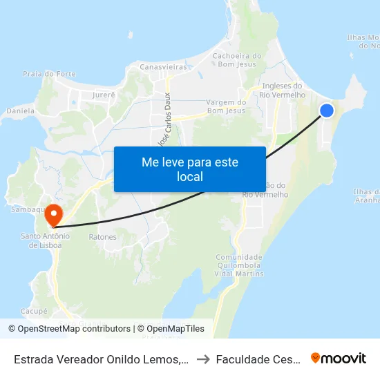 Estrada Vereador Onildo Lemos, 641 to Faculdade Cesusc map