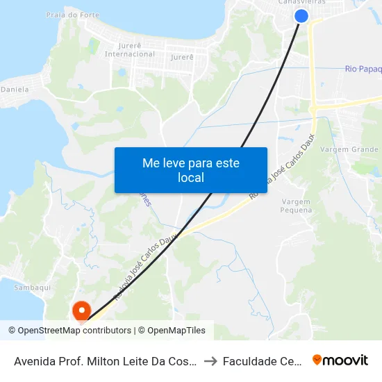 Avenida Prof. Milton Leite Da Costa, 263 to Faculdade Cesusc map