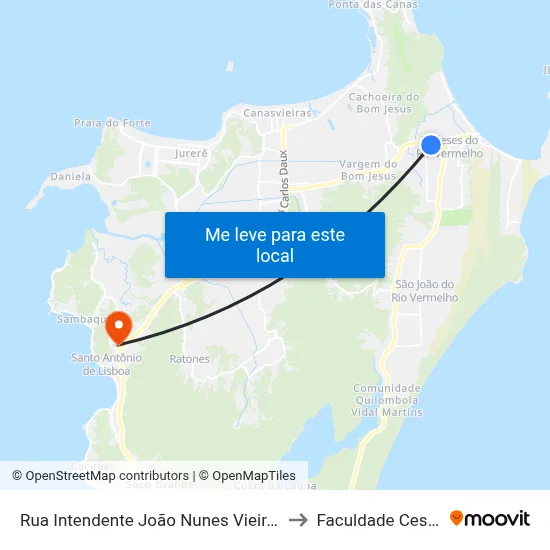 Rua Intendente João Nunes Vieira,359 to Faculdade Cesusc map