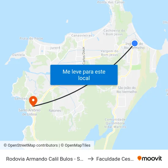 Rodovia Armando Calil Bulos 6753 to Faculdade Cesusc map