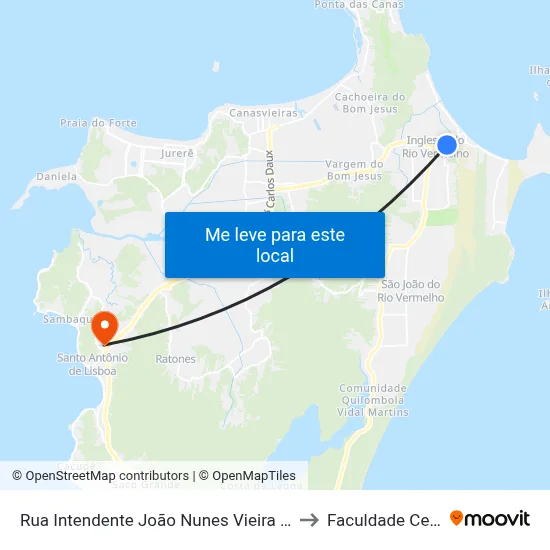 Rua Intendente João Nunes Vieira 1346346 to Faculdade Cesusc map