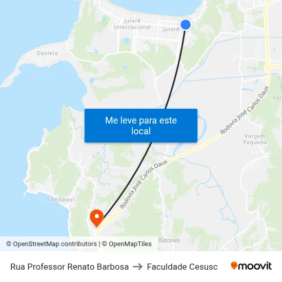 Rua Professor Renato Barbosa to Faculdade Cesusc map