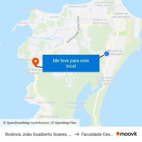 Rodovia João Gualberto Soares, 5857 to Faculdade Cesusc map