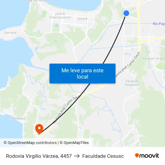 Rodovia Virgílio Várzea, 4457 to Faculdade Cesusc map