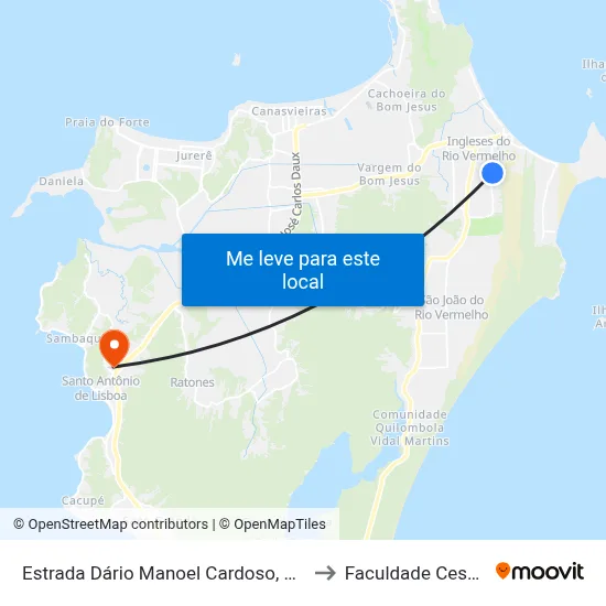 Estrada Dário Manoel Cardoso, 1000 to Faculdade Cesusc map