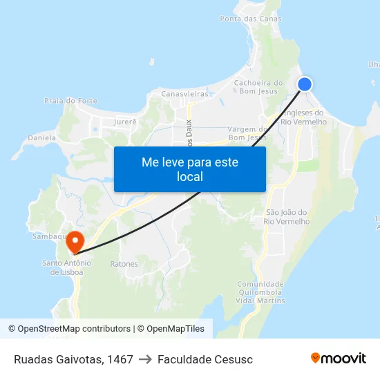 Ruadas Gaivotas, 1467 to Faculdade Cesusc map