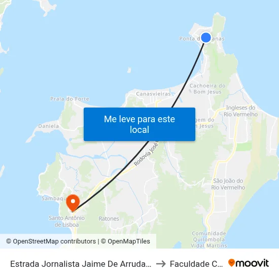 Estrada Jornalista Jaime De Arruda Ramos, 288 to Faculdade Cesusc map