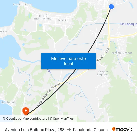 Avenida Luis Boiteux Piaza, 288 to Faculdade Cesusc map