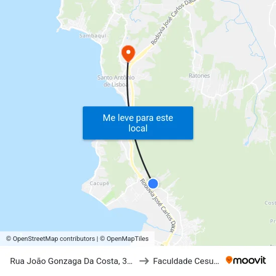 Rua João Gonzaga Da Costa, 320 to Faculdade Cesusc map