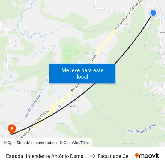 Estrada. Intendente Antônio Damasco, 162 to Faculdade Cesusc map