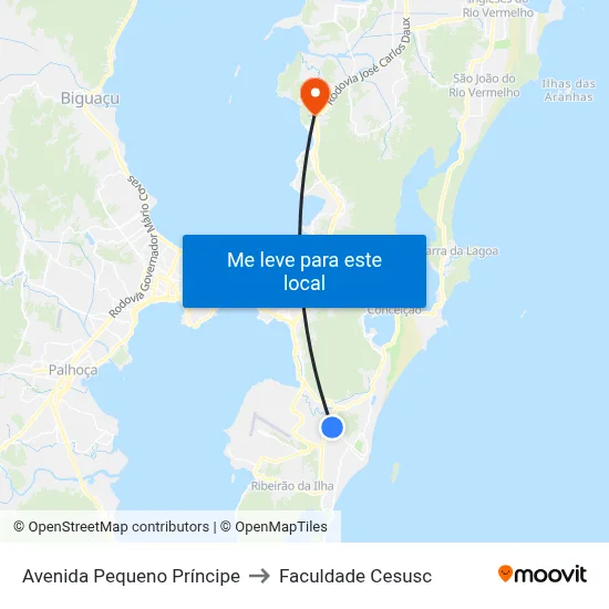 Avenida Pequeno Príncipe to Faculdade Cesusc map