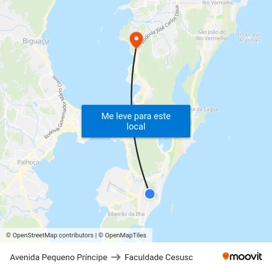 Avenida Pequeno Príncipe to Faculdade Cesusc map