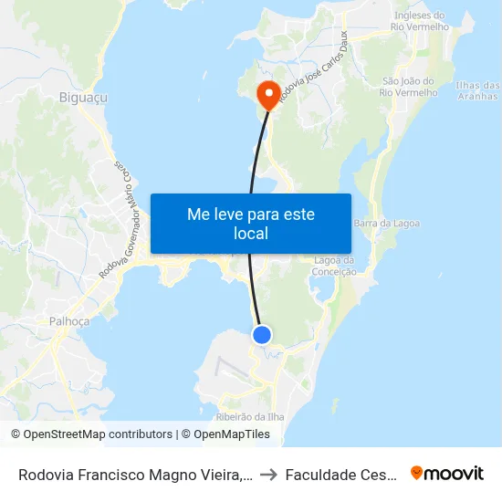 Rodovia Francisco Magno Vieira,400 to Faculdade Cesusc map