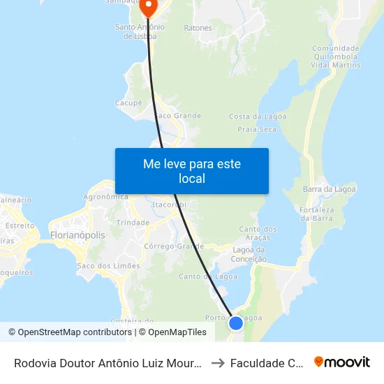 Rodovia Doutor Antônio Luiz Moura Gonzaga to Faculdade Cesusc map