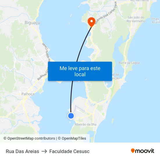 Rua Das Areias to Faculdade Cesusc map