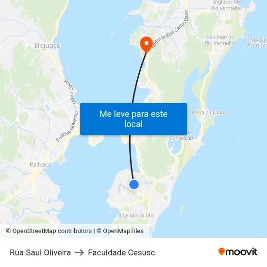 Rua Saul Oliveira to Faculdade Cesusc map