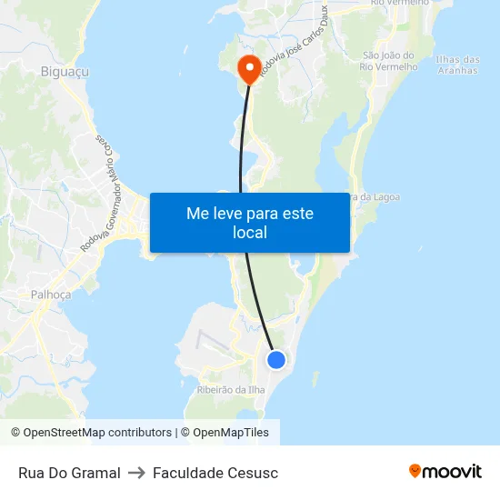 Rua Do Gramal to Faculdade Cesusc map