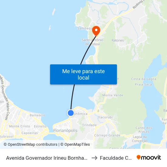 Avenida Governador Irineu Bornhausen 3400 to Faculdade Cesusc map