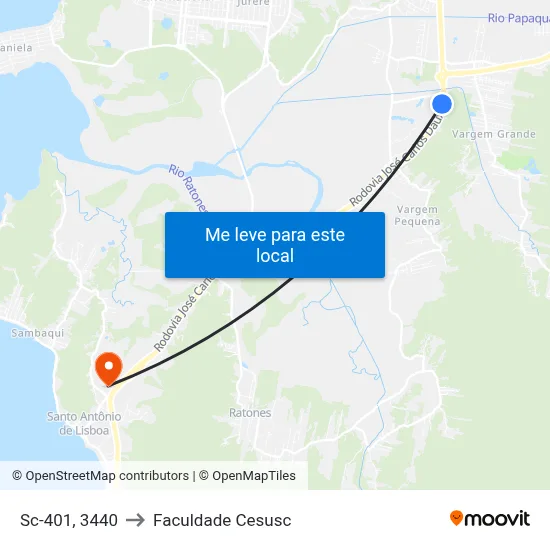 Sc-401, 3440 to Faculdade Cesusc map