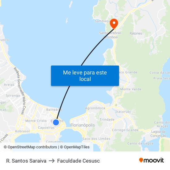 R. Santos Saraiva to Faculdade Cesusc map