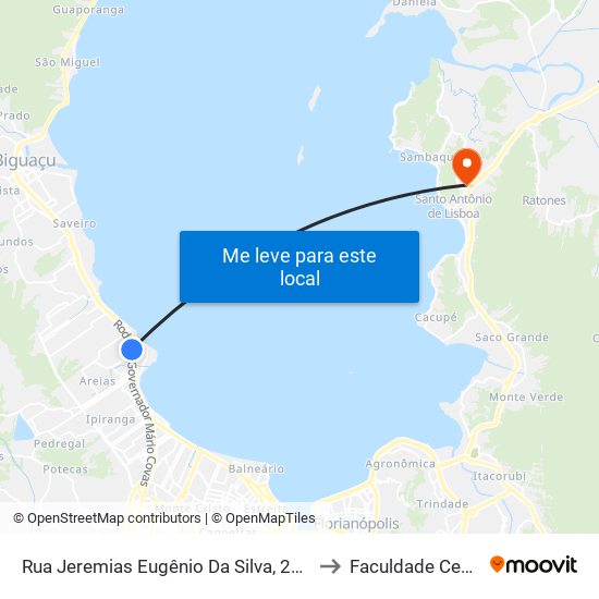 Rua Jeremias Eugênio Da Silva, 210-336 to Faculdade Cesusc map