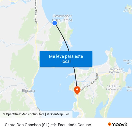 Canto Dos Ganchos (01) to Faculdade Cesusc map