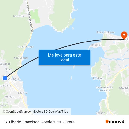 R. Libório Francisco Goedert to Jurerê map