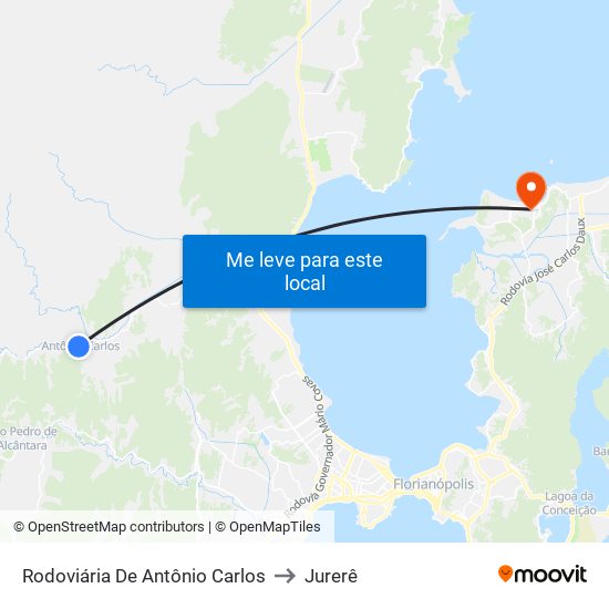 Rodoviária De Antônio Carlos to Jurerê map