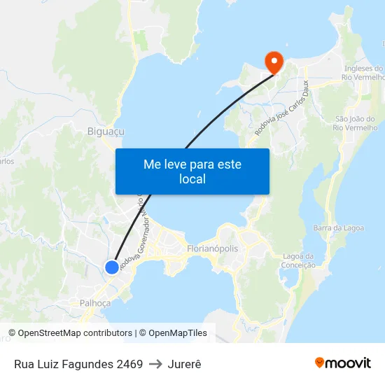 Rua Luiz Fagundes 2469 to Jurerê map