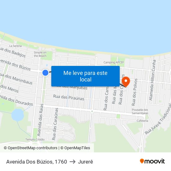 Avenida Dos Búzios, 1760 to Jurerê map
