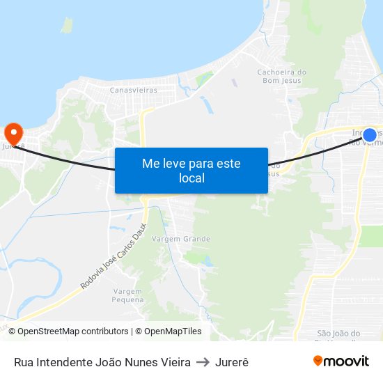 Rua Intendente João Nunes Vieira to Jurerê map