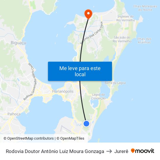 Rodovia Doutor Antônio Luiz Moura Gonzaga to Jurerê map