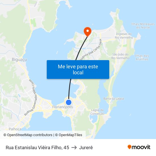 Rua Estanislau Viêira Filho, 45 to Jurerê map