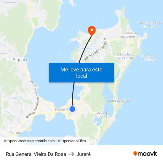 Rua General Vieira Da Rosa to Jurerê map