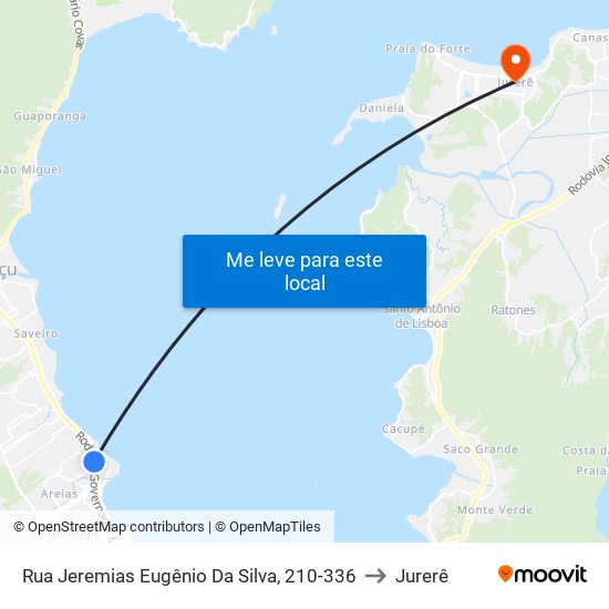Rua Jeremias Eugênio Da Silva, 210-336 to Jurerê map