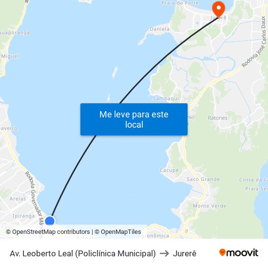 Av. Leoberto Leal (Policlínica Municipal) to Jurerê map
