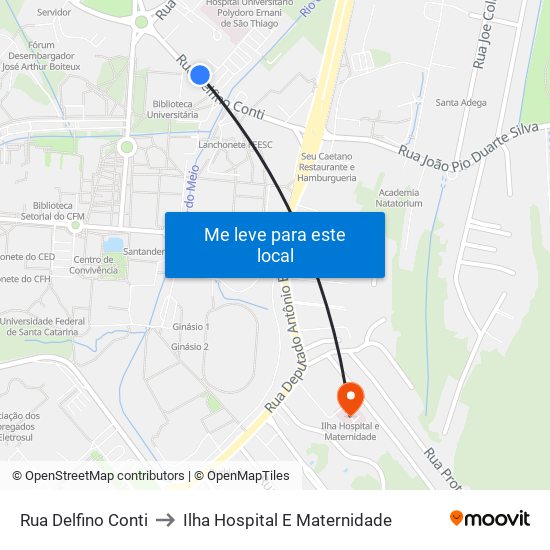 Rua Delfino Conti to Ilha Hospital E Maternidade map
