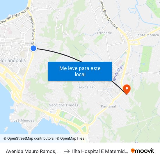 Avenida Mauro Ramos, 950 to Ilha Hospital E Maternidade map