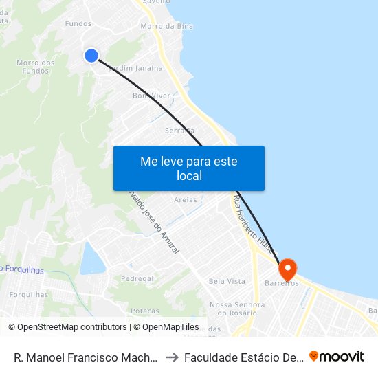 R. Manoel Francisco Machado to Faculdade Estácio De Sá map