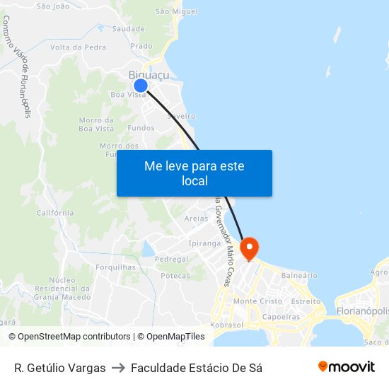 R. Getúlio Vargas to Faculdade Estácio De Sá map