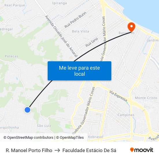 R. Manoel Porto Filho to Faculdade Estácio De Sá map