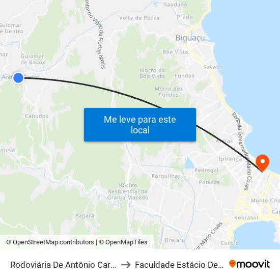 Rodoviária De Antônio Carlos to Faculdade Estácio De Sá map