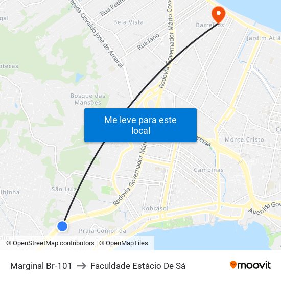 Marginal Br-101 to Faculdade Estácio De Sá map