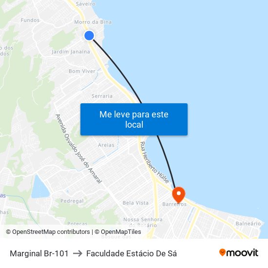 Marginal Br-101 to Faculdade Estácio De Sá map