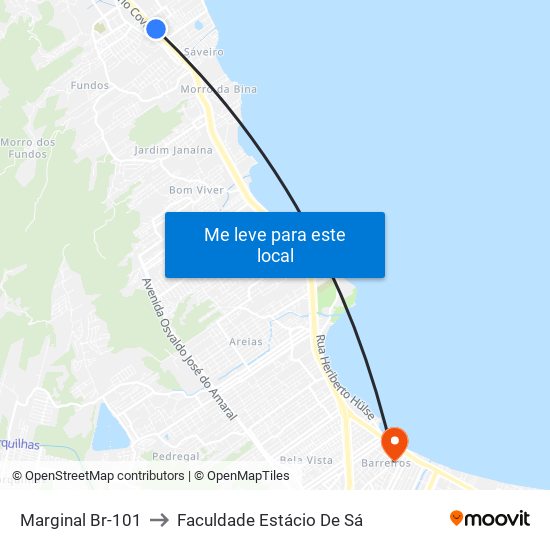 Marginal Br-101 to Faculdade Estácio De Sá map