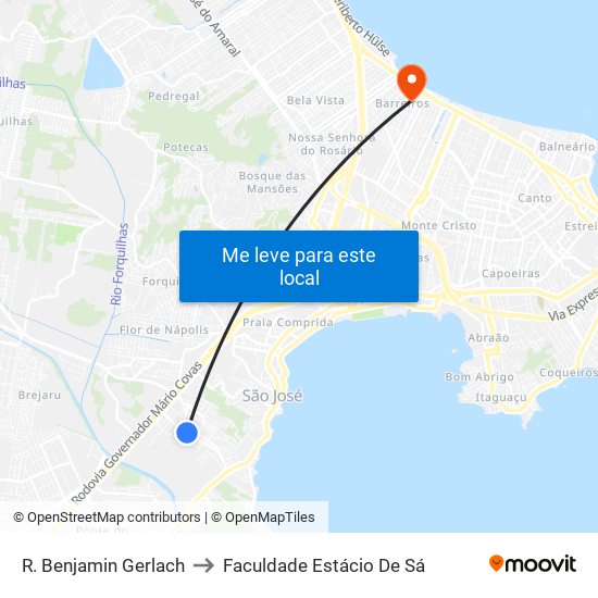 R. Benjamin Gerlach to Faculdade Estácio De Sá map